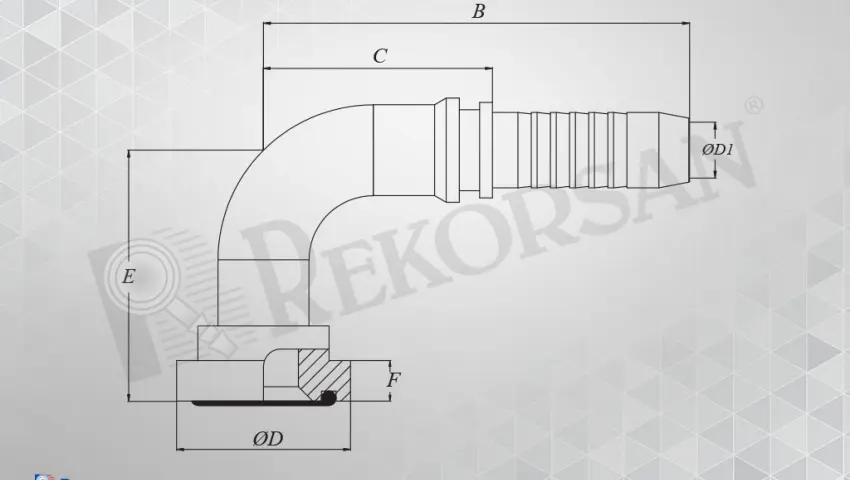FLANŞLI 90° HORTUM RAKORU 6000 SERİSİ